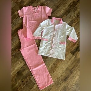Kids Pink and White Healthcare Professional Scrub Set